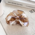 Elegant marble brown and white bow hair claw clip for women's hairstyle fashion - Gradient Pinkish Brown