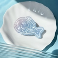 Blue marble fish hair claw clip with adorable white scale patterns and glossy finish - Carp