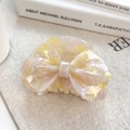 Elegant marble yellow and pink acetate bow hair claw clip for a versatile hairstyle - Floral Yellow