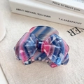 Pink and blue marble bow claw clip made of translucent acrylic for elegant hair styling - Starry Blue