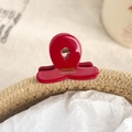 Piccola molletta per capelli in acetato rosso lucido con scritta oro France Handmade a fiocco - Rosso-Croce