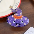 Pinza para el pelo de fantasma en acetato morado con lunares amarillos para Halloween - Sombrero mágico