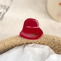 Molla per capelli a cuore rosso lucido in acetato con scritta dorata France - Cuore rosso