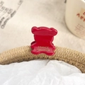 Molletta per capelli a forma di orso rosso in acetato con scritta dorata - Rosso-Orso