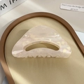 Minimalist cream white acetate shark hair claw clip with golden and pink sequins - Sakura Pink