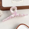 Roze en witte marmeren acetaat haarklem met een elegant groot haarklauw ontwerp - Paars Marmer (11.5cm)
