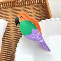 Pinza de pelo de loro colorido en acetato naranja verde y violeta para mujer - Loro Naranja