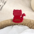 Handmade red acetate cat-shaped hair claw clip with golden France handmade lettering - Red-Cat