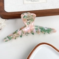 Grote haarklem van acetaat met roze en groen marmerpatroon voor dames - Roze Groen Marmer (11.5cm)
