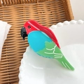 Pinza para el pelo de loro en acetato rojo azul verde para peinados de coleta elegantes - Loro rojo