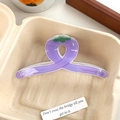 Translucent purple eggplant-shaped hair claw clip with cute green stem and lettering - Eggplant