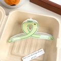 Jelly green avocado-themed hair claw clip in transparent acrylic with leaf accents - Avocado
