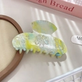 Molla per capelli di lusso in acetato con motivo marmorizzato colorato e strass - Verde Turchese