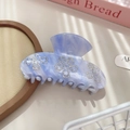 Blue marble acrylic hair claw clip with sparkling rhinestone flower pattern for women - Lavender