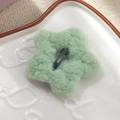 Lindo clip de pelo de estrella de felpa verde menta con pasador BB para mujer - 6.5cm / Verde