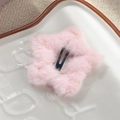 Roze pluche ster haarspeld met zacht imitatiebont en metalen bb-clip voor dames - 6.5cm / Roze