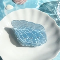 Light blue seashell hair claw clip with pearlescent finish and rhinestones - Blue Conch