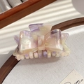 Elegante pinza per capelli a fiocco in acetato marmorizzato viola con finitura perlata - Viola Uva