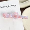 Fermaglio per capelli a fiocco in acetato marmorizzato rosa e viola su carta - Rosa Viola