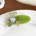 Grüne Haarklammer im koreanischen Stil mit glitzerndem Herz-Strassstein-Bären - Matcha Grün Bär (4.5CM)