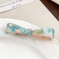 Haarklammer aus blauem Acetat-Marmor mit goldener France Handmade Aufschrift - 6.5cm / Blau Rosa