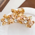 Pince à cheveux fleur ambre élégante avec cristal et finition acétate pour femme - Ambre