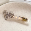 Fermaglio per capelli a cuore in acetato con strass e motivo tartarugato retrò - Grigio Oro