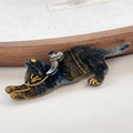 Niedliche Katzen-Haarklammer mit schwarzer Marmorierung und goldenen Details - 8cm / Sternenhimmel