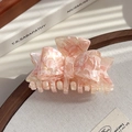 Pinza per capelli a fiocco in acetato marmorizzato rosa in stile retrò francese - Rosa Floreale