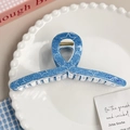 Hellblaue Haarklammer mit Denim-Textur, Sternenmustern und Dream-Schriftzug-Dekoration - Stern Gerade (A945)