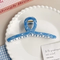 Haarklammer im blauen Denim-Stil aus PVC mit Schmetterlings- und Musiknoten-Print - Schleife Gerade (A945)