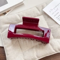 Molla per capelli rettangolare rosso vino minimalista con finitura lucida su cuscino - Quadrato / Borgogna