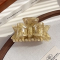 French vintage champagne acetate bow claw clip with elegant amber marble texture - Starry Yellow