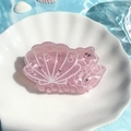 Pink translucent ocean-themed hair claw clip with starfish and seashell rhinestone details - Pink Shell