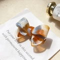 Barrette à cheveux élégante en forme de nœud avec texture marbrée ambre raffinée - Marron Peinture à l'Huile