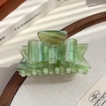 Translucent emerald green acetate hair claw clip with bow design and marble texture - Starry Sky Green