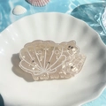 Ocean theme pearl cream hair claw clip with starfish and seashell charms for women - Rice White Shell