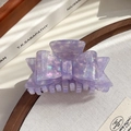 Elegant purple acetate hair claw clip with pearlescent bow design and secure grip - Starry Purple