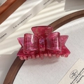 French vintage style deep magenta acetate bow hair claw clip with marble texture for women - Starry Red