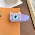 Purple gradient acetate cat hair clip with sparkling crystal stone and duckbill design - Medium / Metallic Purple