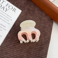 Pince à cheveux élégante en acétate nacré avec dégradé crème et rose pêche doux - Petit / Style Rose et Blanc