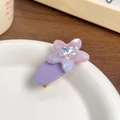 Pink and purple star hair clip made of resin with sparkling zircon stone and metal duckbill - 5cm / Metallic Purple