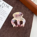 Pink and yellow marbled acetate hair claw clip for high ponytail styling - Small (4CM) / Lotus White Style