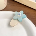 Sweet light blue acetate flower hair clip with a sparkling AB crystal star centerpiece - 5cm / Magic Blue