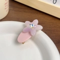 Pink purple acetate star hair clip with rhinestone accent on a white porcelain dish - 5cm / Mermaid Pink