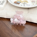 Pinza per capelli a forma di orso rosa perlato in acetato con dettaglio a cuore - Rosa 4.5CM