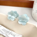 Set mit zwei hellblauen Mini-Haarklammern aus Acetat, Blumenform mit kleinen Strasssteinen - 2.5cm / Cyanblau