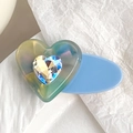 Sweet heart-shaped gradient hair clip with crystal rhinestone and light blue base - 4.5CM / Metallic Blue