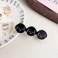 Cute black dog hair clip with three cartoon poodles made of high-quality acetate - Black