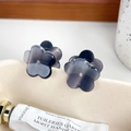 Mini pinces à cheveux fleurs en acétate gris translucide avec strass étincelants - 2.5cm / Gris Bleu